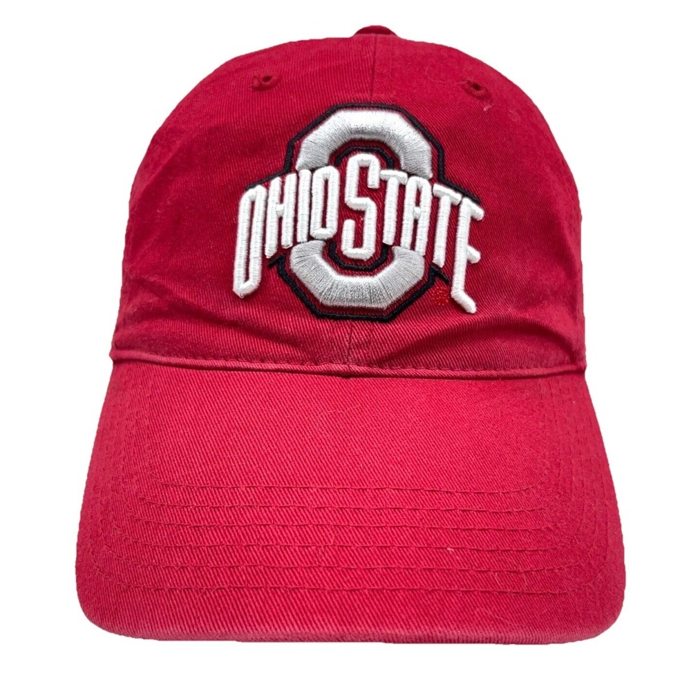 Ohio State Buckeyes Hat Cap Strap Back Red Spell Out Logo BaseBall Dad OSU Twill
